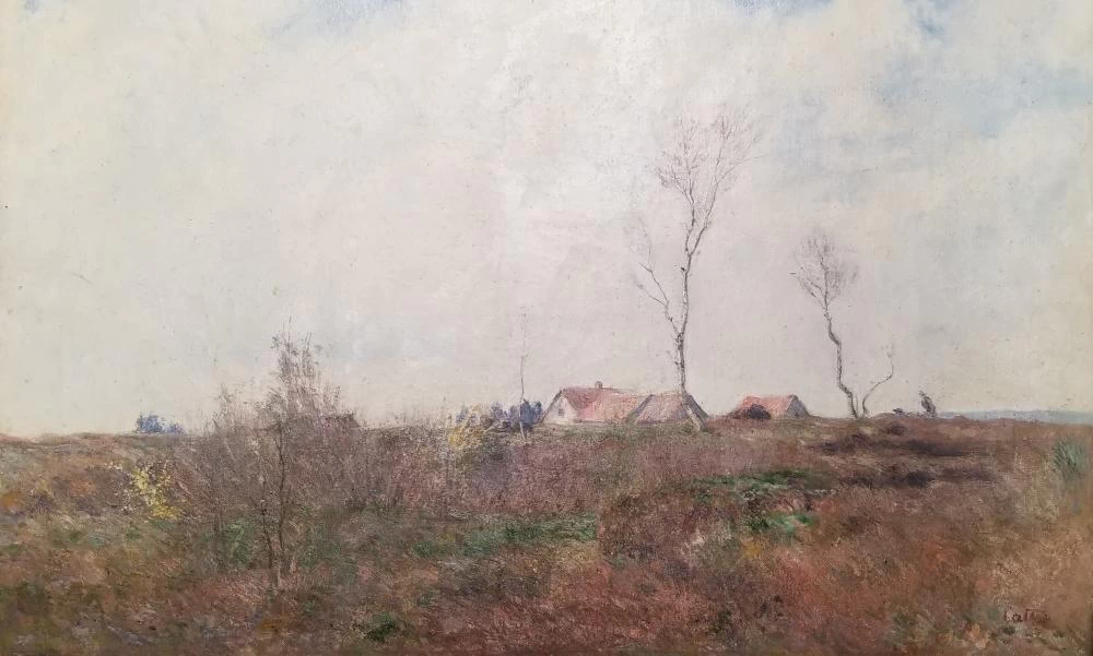 Paesaggio con una casa in lontananza